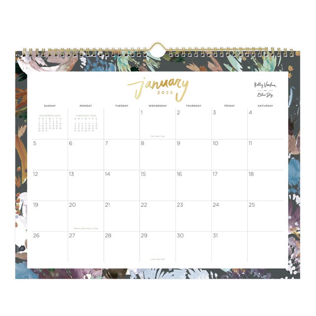 2025 Blue Sky Monthly Wall Calendar, 15" x 12", Midnight Garden