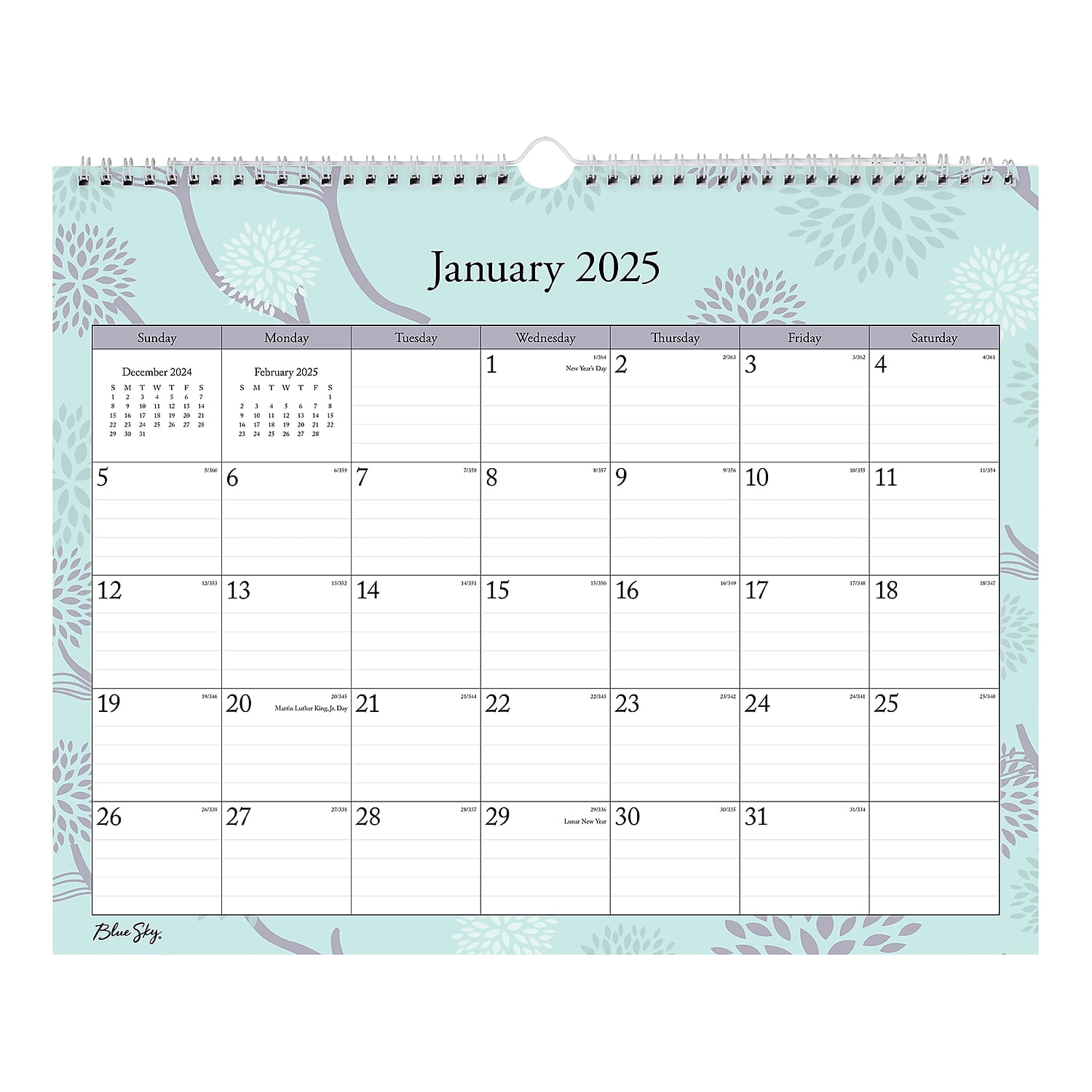 2025 Blue Sky Rue Du Flore 15" x 12" Monthly Wall Calendar Blue/Purple (101611-25)