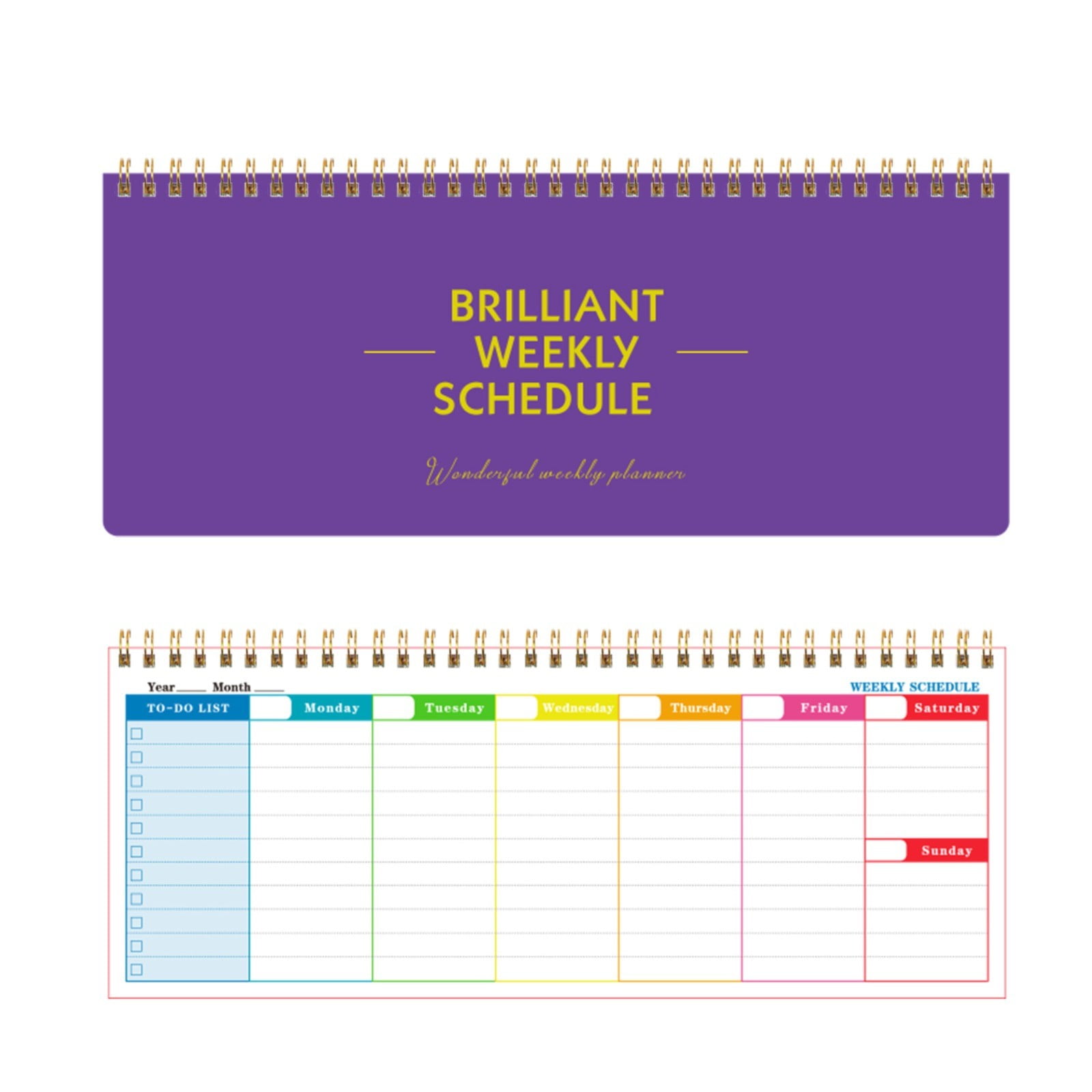 2025 Border New English Long Weekly Plan Simple Coil Note Time Management Ledger