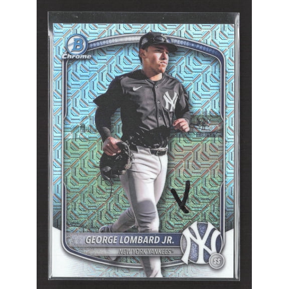 2025 Bowman Chrome Aqua Lunar Glow Refractor BCP-164 George Lombard Jr. Yankees Baseball Card