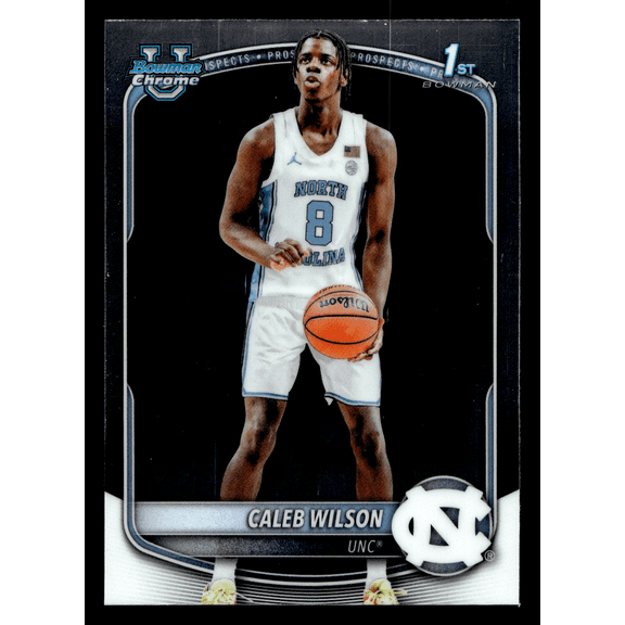 Excellent 2025 Bowman Chrome University Caleb Wilson 1st Bowman BCP-83 Basketball Card North Carolina Tar Heels