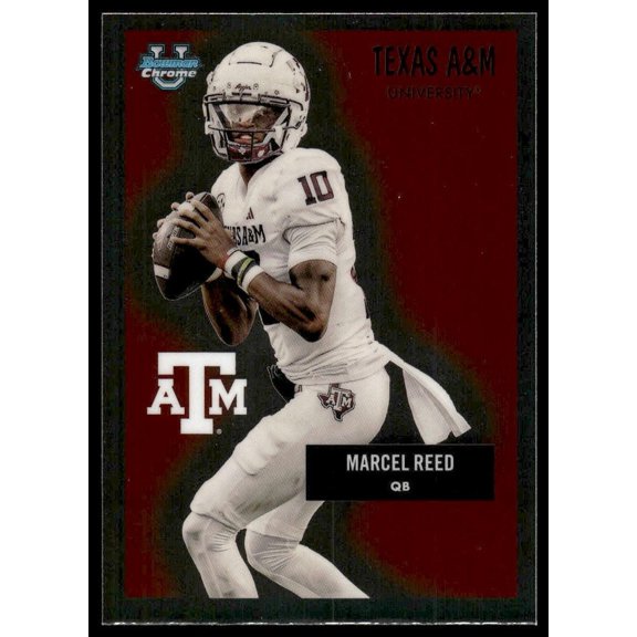 2025 Bowman Chrome University Near Mint Football Card Topps 55AV-2 Marcel Reed Texas A&M Aggies