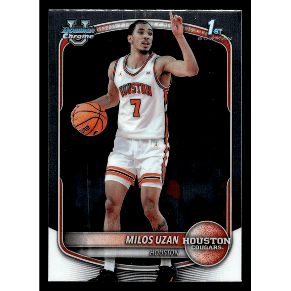 2025 Bowman Chrome University Milos Uzan BCP-40 3/15 Houston Cougars Basketball Card