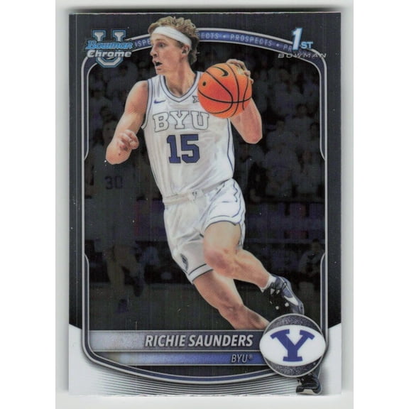 2025 Bowman Chrome University Richie Saunders 1st Bowman BCP-66 BYU Cougars Basketball Card BYU Cougars NCAA Basketball Trading Card
