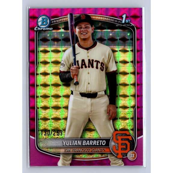 2025 Bowman Chrome Yulian Barreto #BCP-229 Fuchsia Geometric Refractor /299