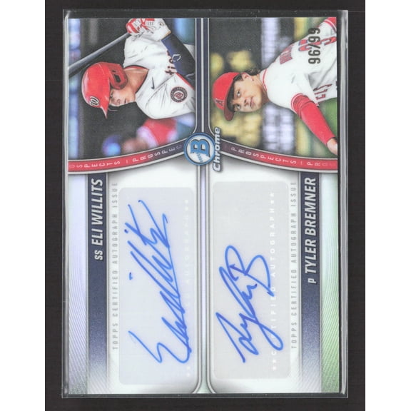 2025 Bowman Draft Chrome Tyler Bremner Eli Willits #PDA-WB Refractor Auto 96/99 Baseball Card