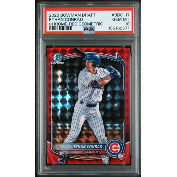 2025 Bowman Draft Ethan Conrad #BDC-17 Chrome Red Geometric /5 PSA 10