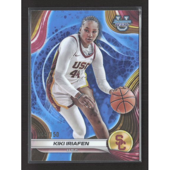 2025 Bowman University Best Blue #47 USC Trojans Kiki Iriafen Basketball Card
