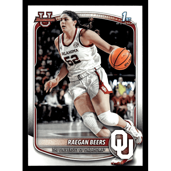 2025 Bowman University Best Raegan Beers BPP-65 Oklahoma Sooners Basketball Card