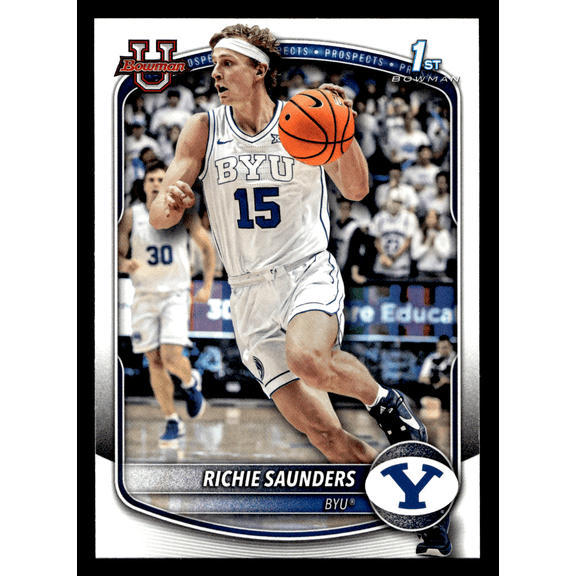 2025 Topps Bowman University Chrome Basketball Richie Saunders BYU Cougars #BPP-66 Basketball Card