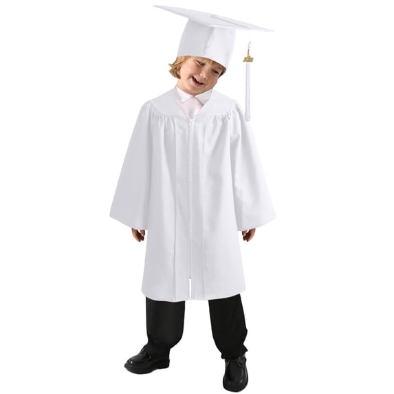 2025 Boys Girls Preschool Graduation Cap And Gown Set White Cap And ...