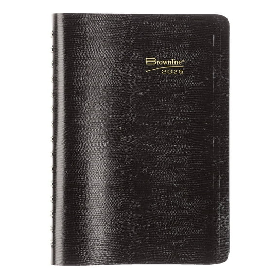 2025 Brownline Essential Daily Appointment Planner, 8" x 5", 50% Recycled, Black, January To December, CB800.BLK