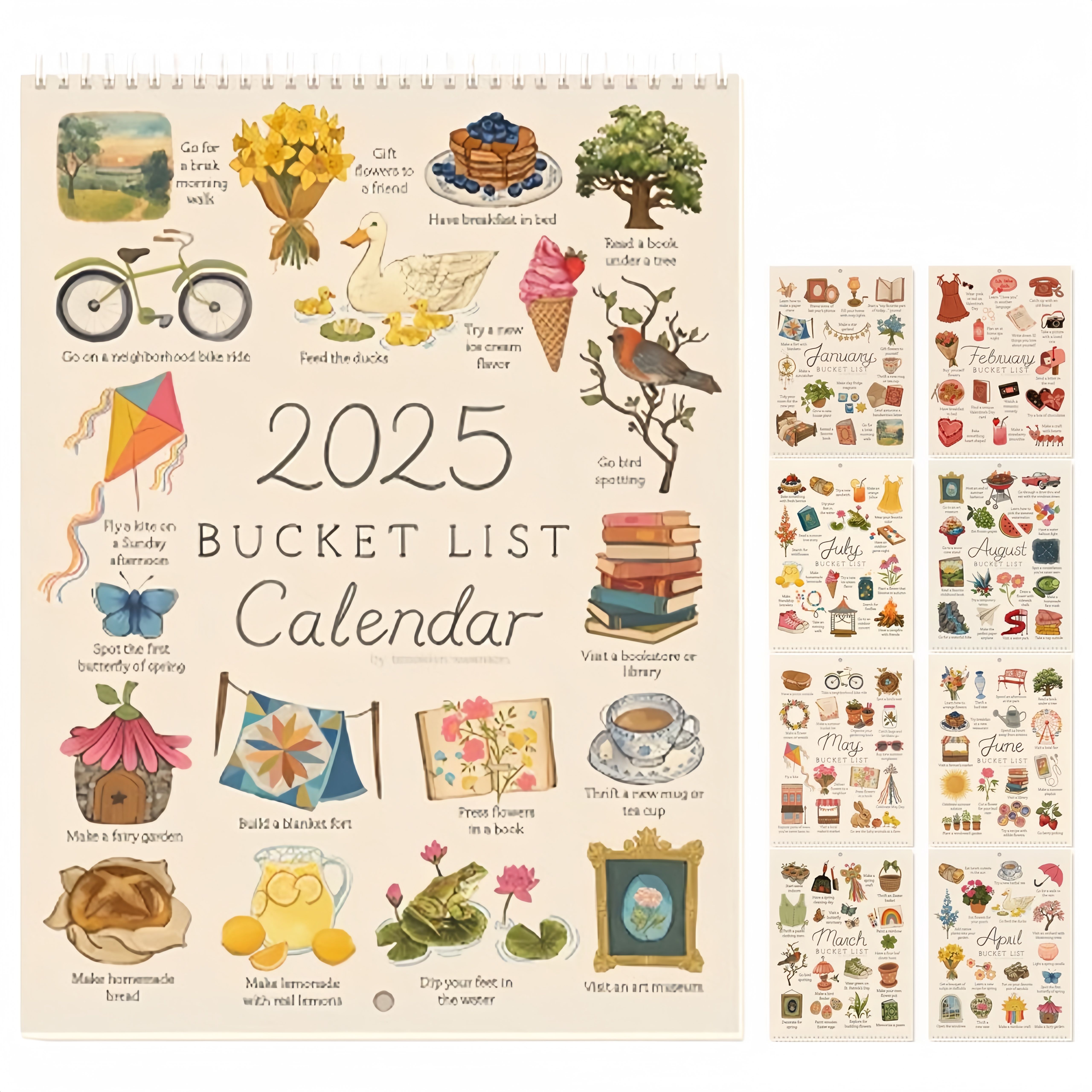 2025 Bucket List Calendar With Sticker Set Seasonal Decor & Planning