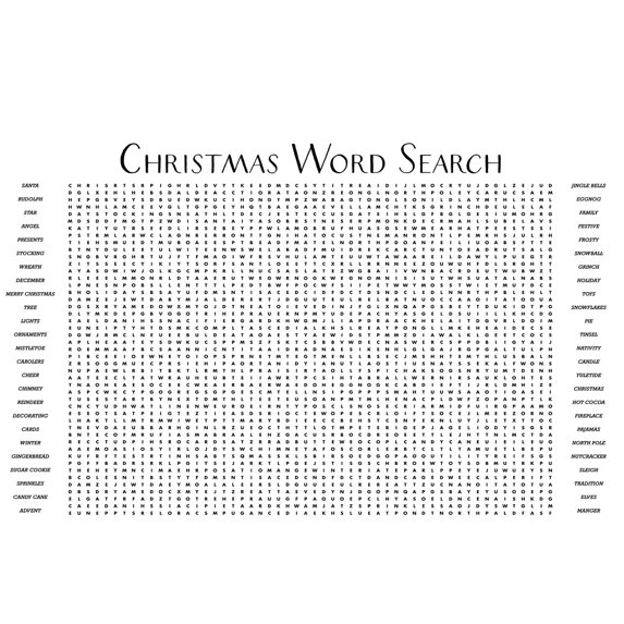 2025 CHRISTMAS WORD SEARCH 32x20 Inch Giant Word Search Poster,50 Words ...