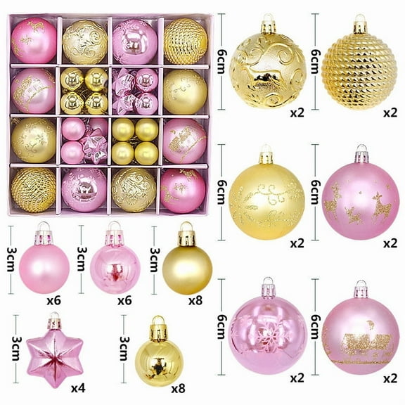 2025 CISIL & 44-Count Christmas Tree Ornaments Shatterproof Multi-Textured Gold Balls 8cm 3.15In