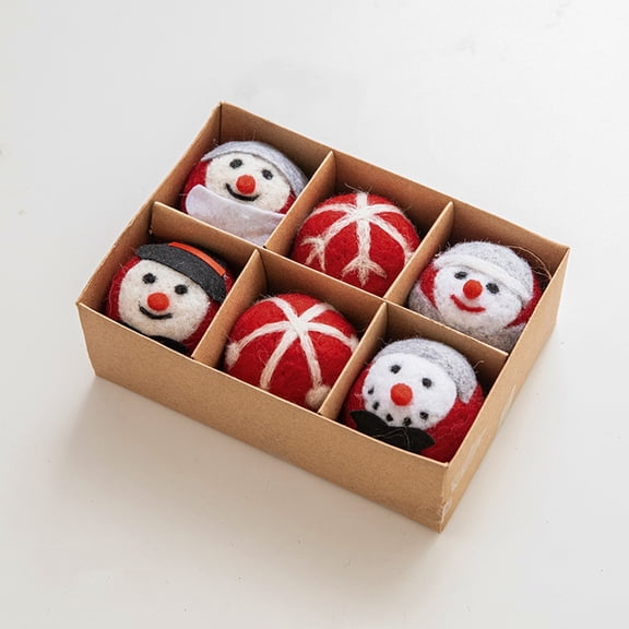 2025 CISIL & 6-Count Christmas Tree Ornaments Wool felt White Balls 5cm 1.97In
