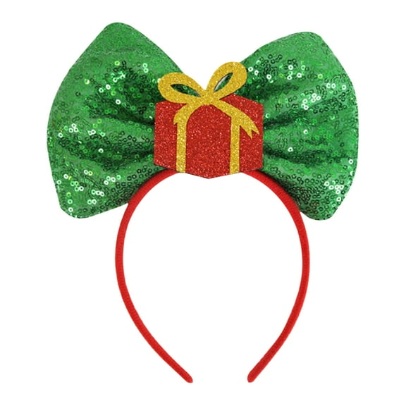 2025 & CISIL - Christmas Headband Sequined Bow Headdress Children'S Christmas Party Decoration Large Bow Tie Headband