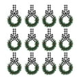 thumbnail image 1 of 2025 & CISIL - Christmas Kitchen Cabinet Wreaths With Plaid Bow Ribbon Hanging Cabinet Doors Wreaths Decorative For Kitchen Window Outdoor Indoor Holiday Decor, 1 of 4
