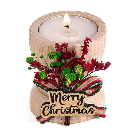 2025 & CISIL - Christmas Wooden Candles 3D Festive Atmosphere Decoration