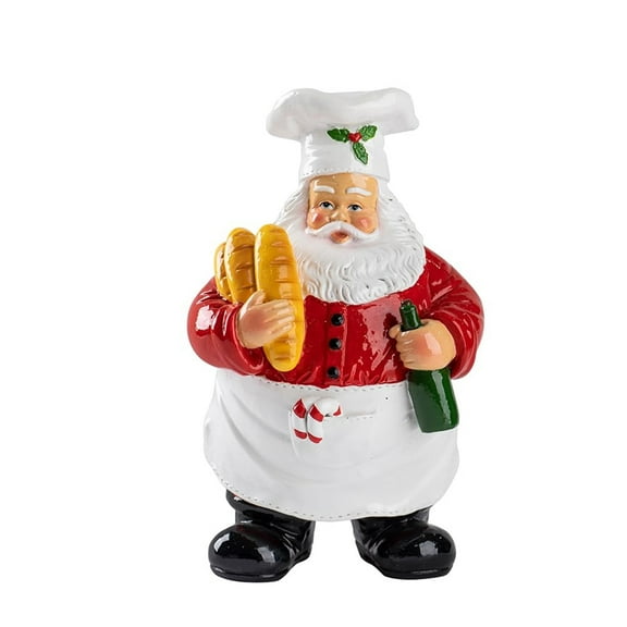 2025 & CISIL - Figurines Tabletop Decor, Resin Chef Santa Statue Holding Bread & Wine, Christmas Cookie Jar Decoration, Indoor Holiday Ornaments For Kitchen, Dinin