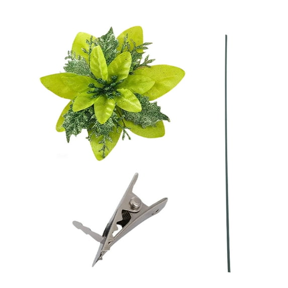 2025 & CISIL - Glitter Poinsettia 5.5 Inch Artificial Flower Christmas Clip Stem Christmas Tree Ornaments For Wedding Party Wreath Decoration