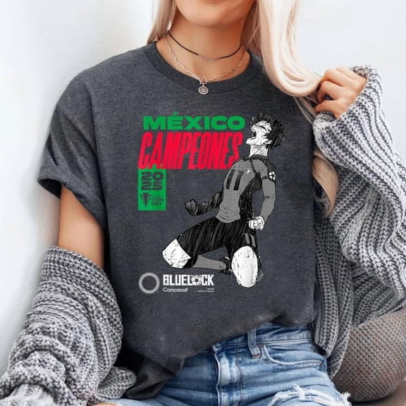 2025 CONCACAF vs Blue Lock Mexico Gold Cup Champions T-Shirt, Men's And Women's Graphic Tee 100% Cotton by TBun, Full Sizes S-5XL