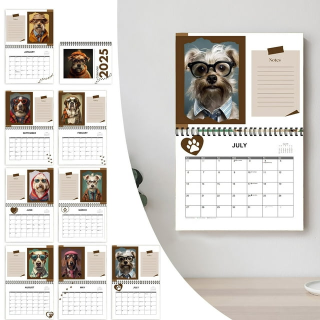 2025 Calendar 12 Month Wall Calendar 20252026 (11.2''x10'', Fun Dogs
