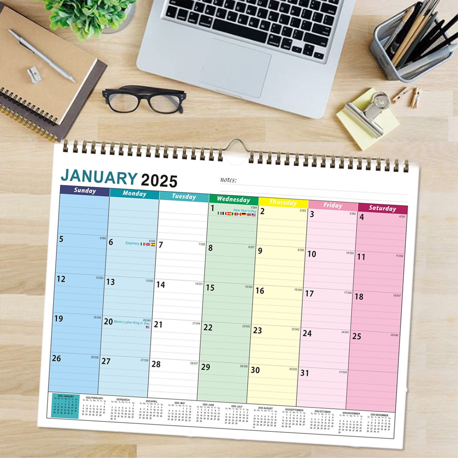 2025 Calendar 18 Month Desk Calendar,Calendar Planner,Weekly and Monthly Planner Calendar with Holidays and Vacation Reminders for Planning and Organization for Home School,Office,New Year