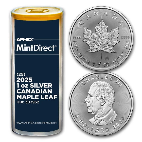 2025 Canada 1 oz Silver Maple Leaf (25-Coin MintDirect Tube)
