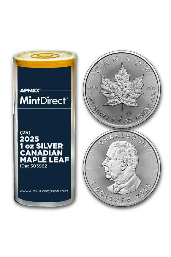 2025 Canada 1 oz Silver Maple Leaf (25-Coin MintDirect Tube)
