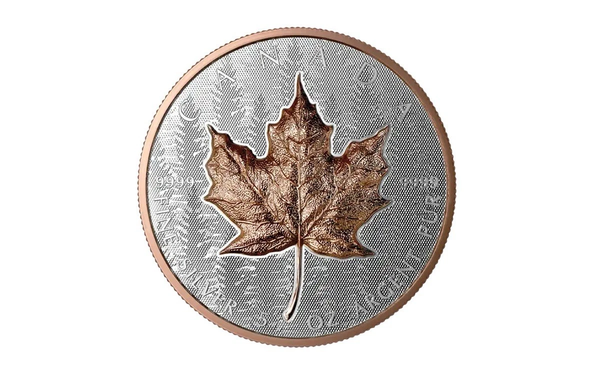 ROYAL CANADIAN MINT 2025 Canada $50 5 Oz Silver Maple Leaf Ultra High Relief RP Rose Gold Plating
