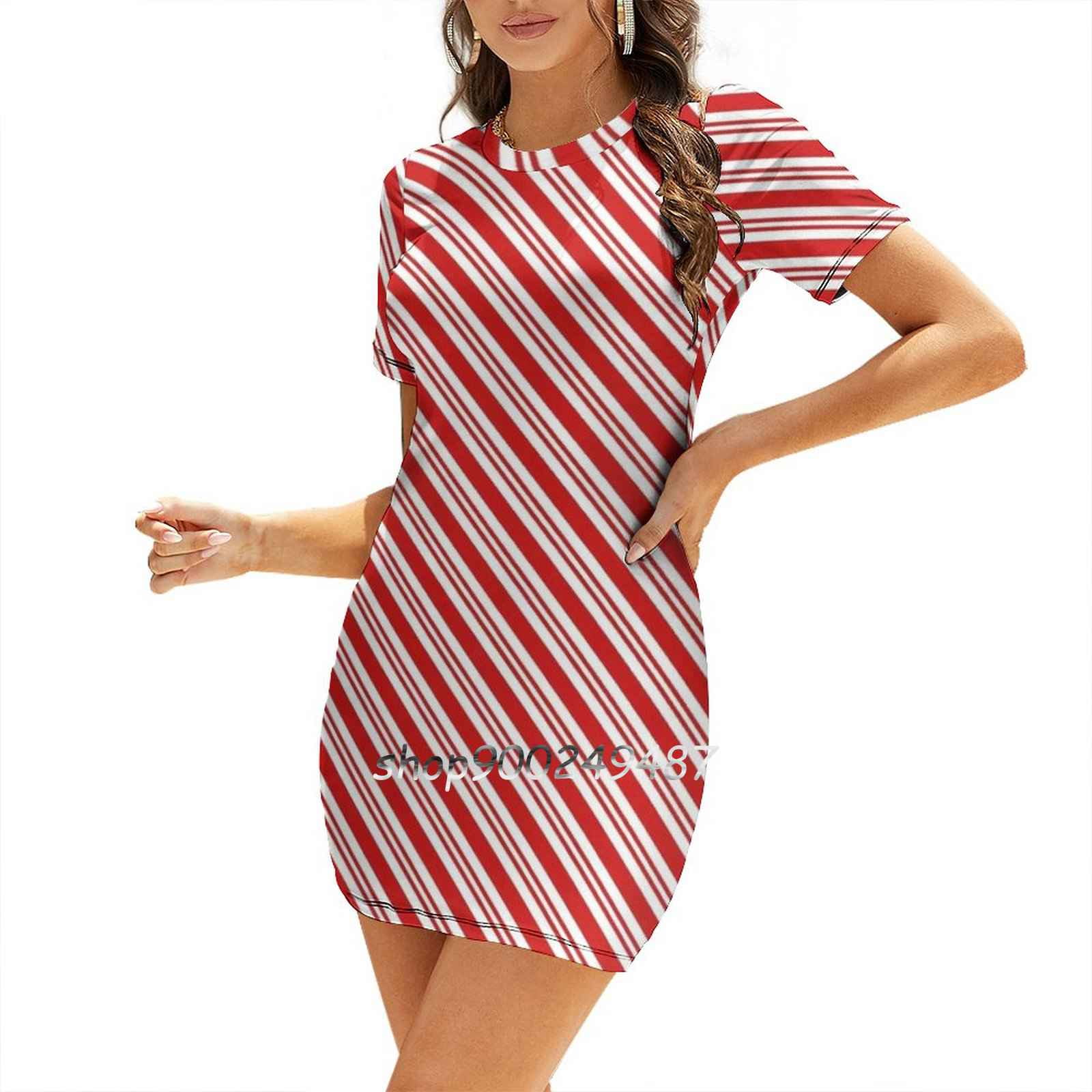 2025 Candy Cane Evening Party Dresses Midi Dress Female Sweet One Piece Dress Korean Candy Cane ...