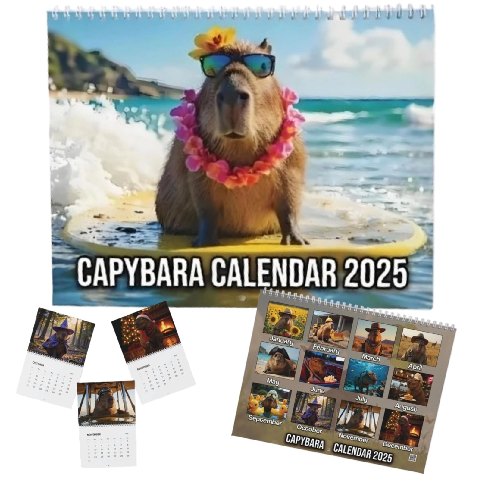 2025 Capybara Wall Calendar, 12 Month Capybara Wall Calendar Planner