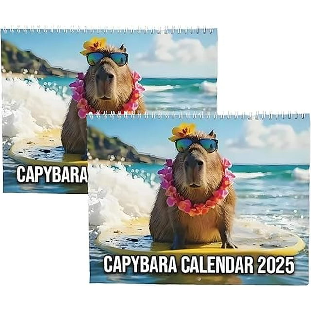 2025 Capybara Wall Calendar,2025 Funny Capybara Rodent Calendar,12