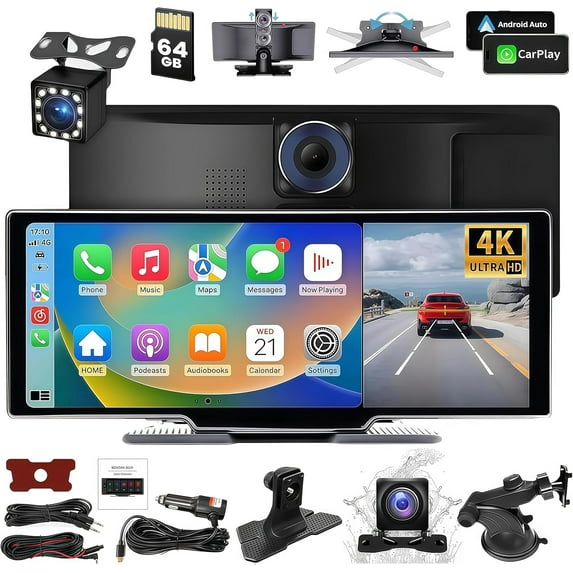 2025 Cartablet Pro Max 2025 Model, 4K Car Tablet Pro Max 2025, Car Tablet with Dash Cam Front and Rear, Navigation/Voice Control, Voice Control, Mirror Link, Bluetooth, GPS Navigation