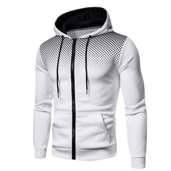 2025 Casual Sports Sweatshirt For Mens Zip Up Long Sleeve Winter Fleece Warm Drawstring Hooded Jacket With Pockets