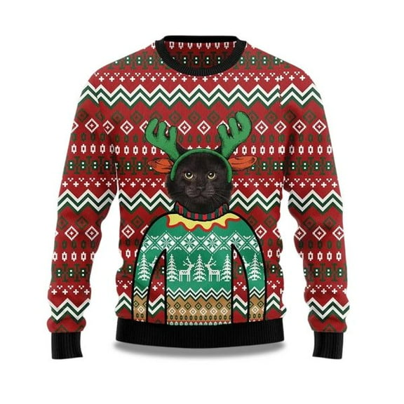 2025 Cat Reindeer 3D Christmas Sweater