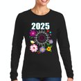 2025 Celebration Long Sleeve TShirt Vibrant Floral Design & Cheerful