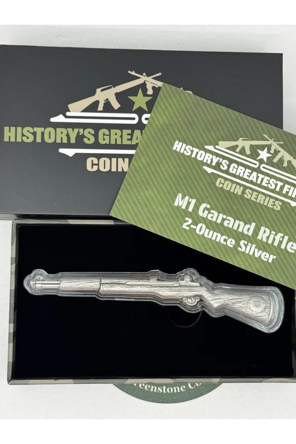 2025 Chad 10,000 Francs 2-oz Silver M1 Garand Rifle Antiqued Coin