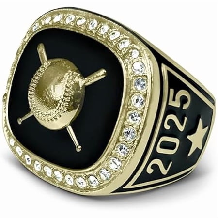 2025 Champion Baseball Trophy Ring in Sizes 6 to 11 with Award Display Stand Trophies