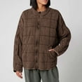 thumbnail image 1 of 2025 Charella Women's Zip up Warm Quilted Quilted Jacketss Winter Stand Collar Outwear Coat with Pockets Brown,S, 1 of 6