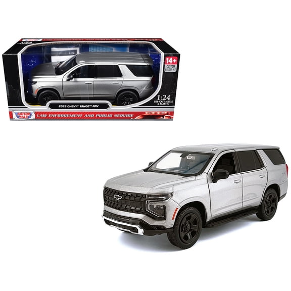 2025 Chevrolet Tahoe PPV Silver Metallic "Custom Builder's Kit" Series 1/24 Diecast Model Car by Motormax