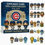 2025 Chicago Baseball 150th Anniversary Advent Calendar Blind Box, Team Mascots Countdown Calendar 2025 Keychain, Collectible Advent Calendar for Chicago Baseball Fans, Great Christmas Gifts