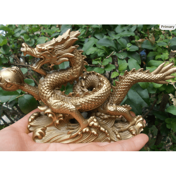 2025 Chinese New Year Dragon Statue Brass Magical and Noble Copper Azure Dragon Figurine Home Office Desk Feng Shui Decor Royal Golden Loong