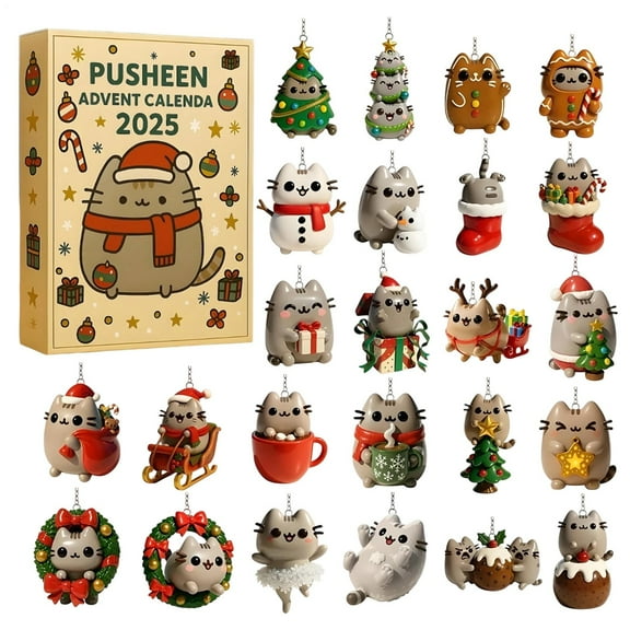 2025 Christmas Advent Calendar Blind Box, 24 Cute Christmas Kittens Cats Surprise Gifts