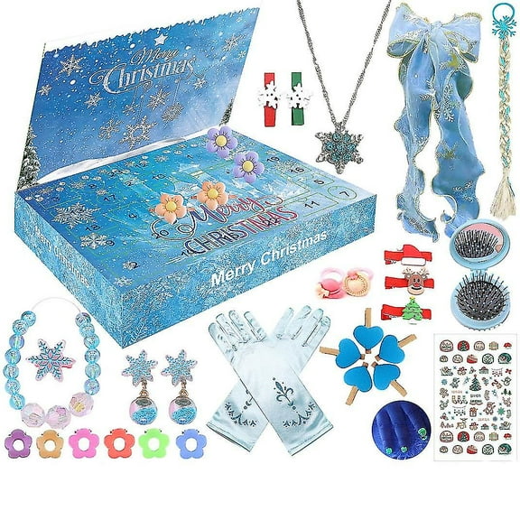 2025 Christmas Advent Calendar Box 24pcs Princess Pretend Makeup Set Jewelry Cute Unicorn Toys Snowman Elk For Girls Christmas Gifts