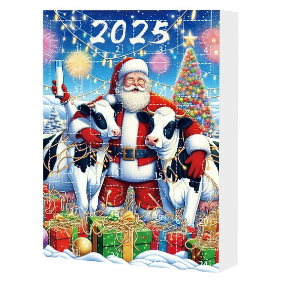 2025 Christmas Advent Calendar Chicken with Santa Hats, Chicken Countdown Calendar Christmas Tree Decoration, 24 Days of Christmas Advent Calendar, D