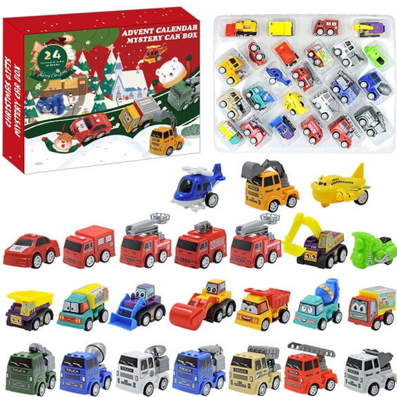 2025 Christmas Advent Calendar, Fire Truck Model Set Blind Box, Police Car Construction Vehicle Toys, Christmas Gifts Birthday Gifts