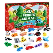 2025 Christmas Advent Calendar with Mini 3D Print Animals, 24 Days Mini Animal Figurines Toys Set Xmas Articulated Flexible Fidget Gifts, Christmas Party Favors