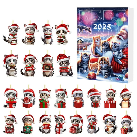 2025 Christmas Advent Calendar with 24 Surprise Gifts Including 2D Baby Doll Ornaments and Festive Tree Pendants for Home Holiday Decor